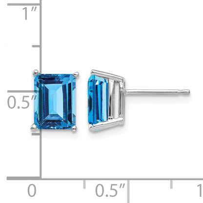 14k White Gold 8x6mm Emerald Post Earring Mountings