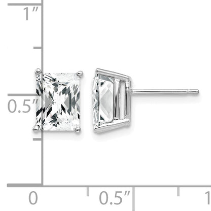 14k White Gold 8x6mm Octagon Radiant-Cut Cubic Zirconia Post Earrings