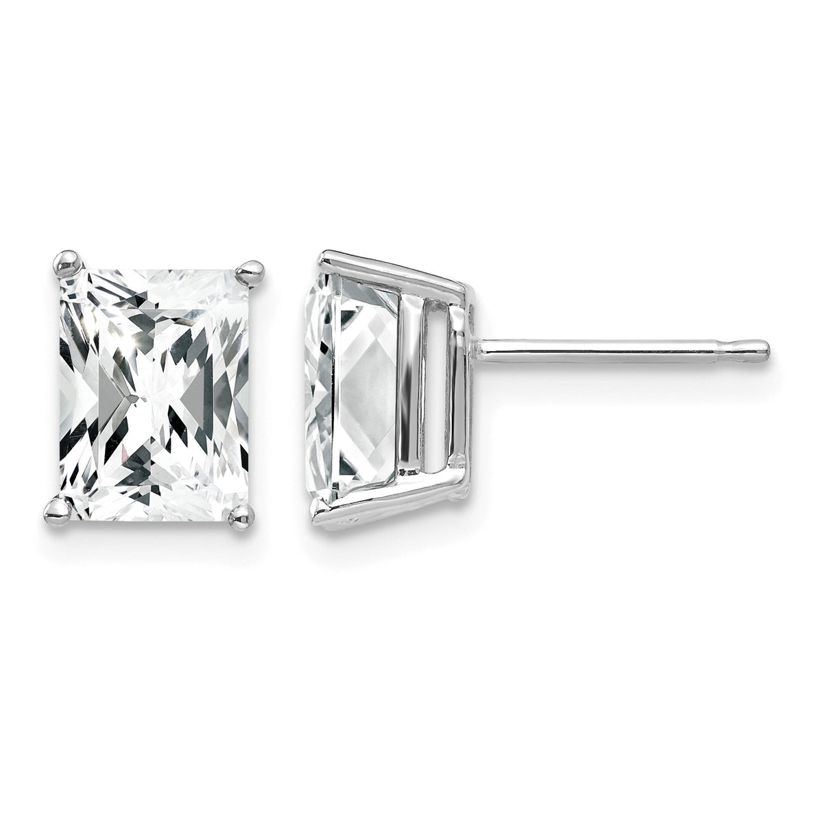 14k White Gold 8x6mm Octagon Radiant-Cut Cubic Zirconia Post Earrings