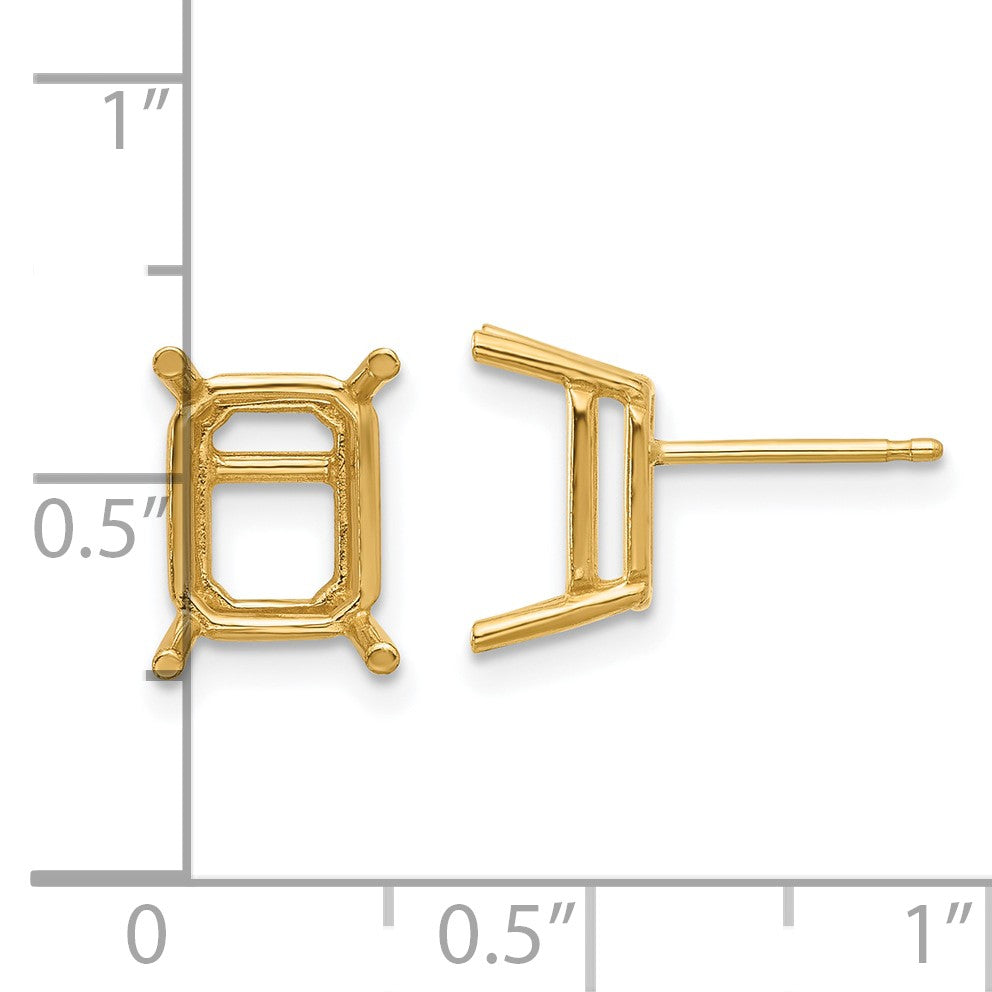 14k 9x7mm Emerald Post Earring Mountings