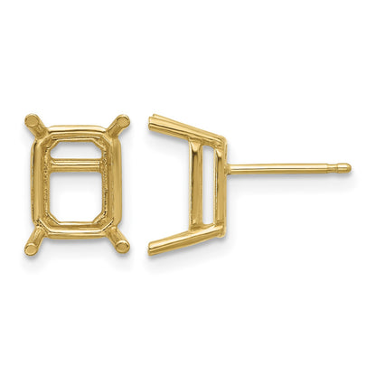 14k 9x7mm Emerald Post Earring Mountings