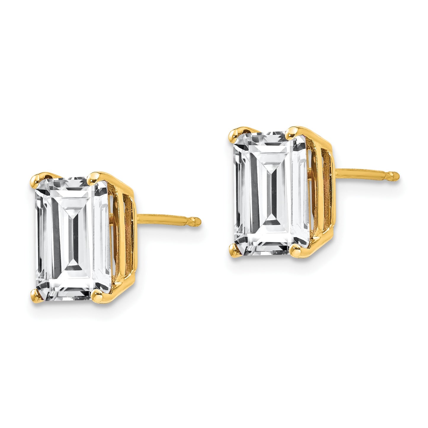 14k 9x7mm Emerald-Cut Cubic Zirconia Post Earrings