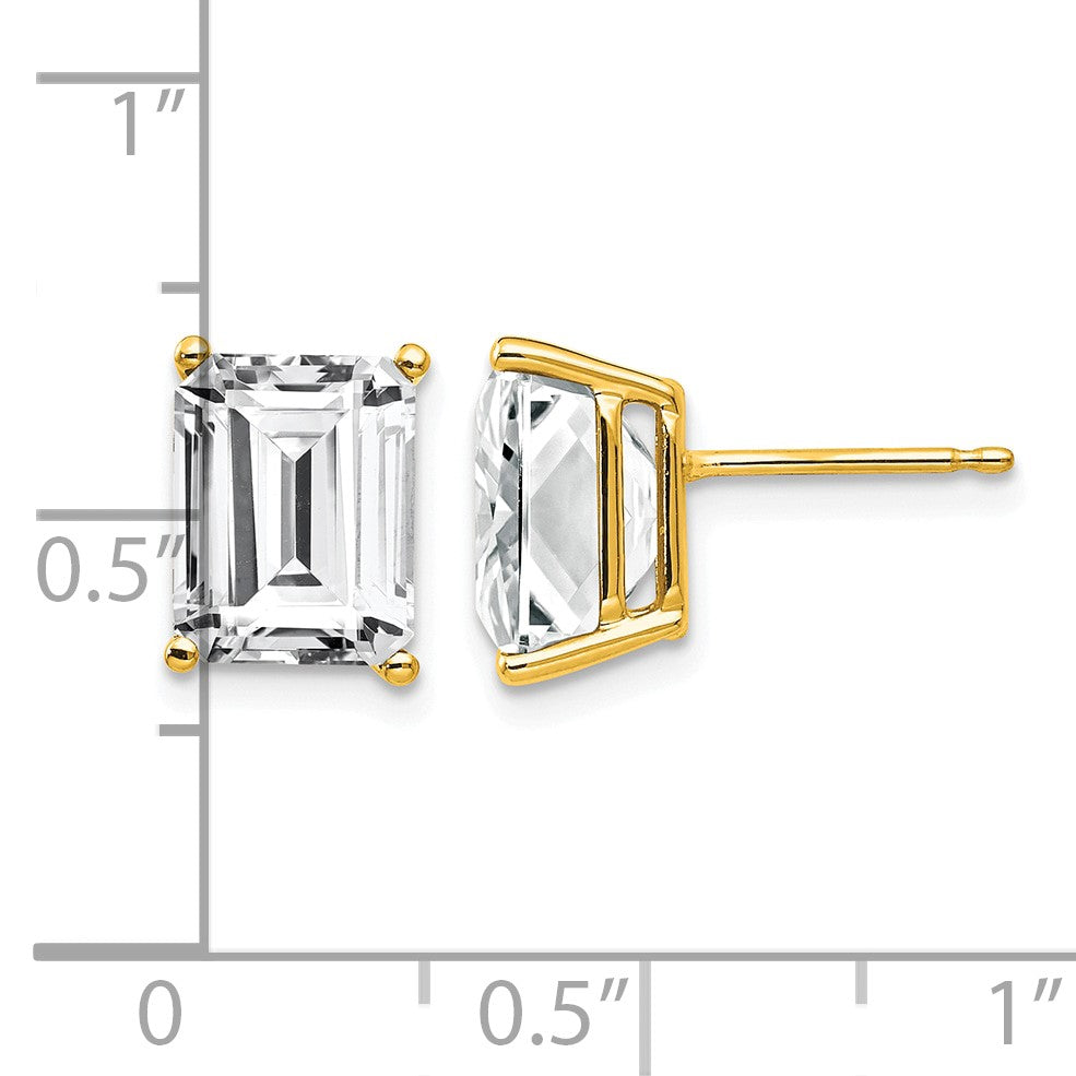 14k 9x7mm Emerald-Cut Cubic Zirconia Post Earrings
