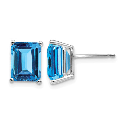 14k White Gold 9x7mm Emerald Post Earring Mountings