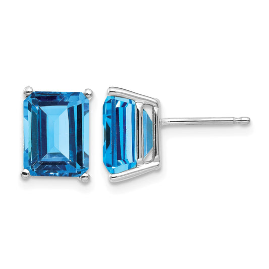 14k White Gold 9x7mm Emerald Post Earring Mountings