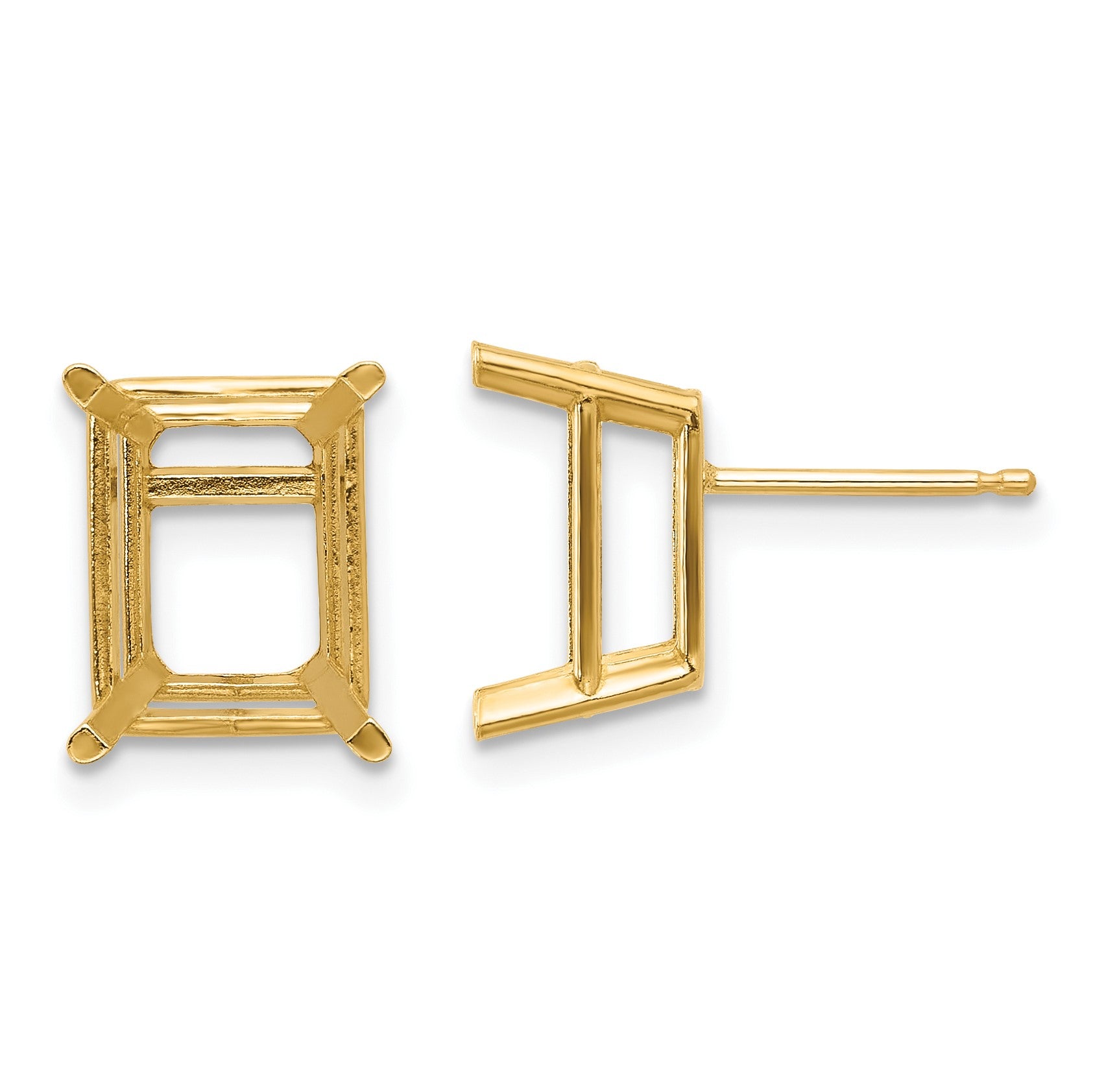 14k 10x8mm Emerald Post Earring Mountings