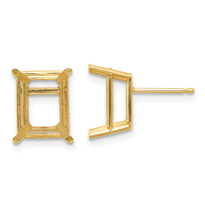 14k 10x8mm Emerald Post Earring Mountings