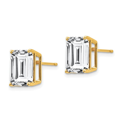 14k 10x8mm Emerald-Cut Cubic Zirconia Post Earrings