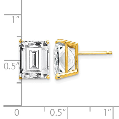 14k 10x8mm Emerald-Cut Cubic Zirconia Post Earrings