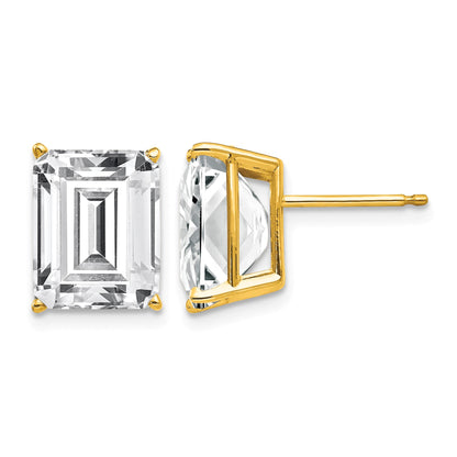 14k 10x8mm Emerald-Cut Cubic Zirconia Post Earrings