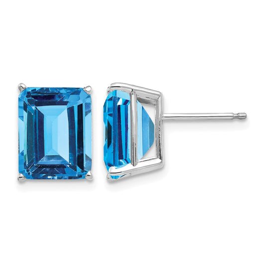 14k White Gold 10x8mm Emerald Post Earring Mountings
