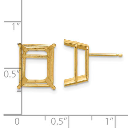 14k 12x10mm Emerald-cut Post Earring Mountings