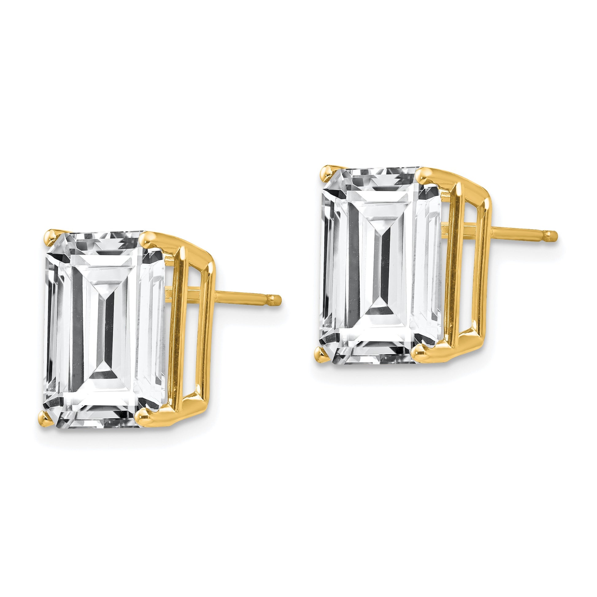14k 12x10mm Emerald-Cut Cubic Zirconia Post Earrings