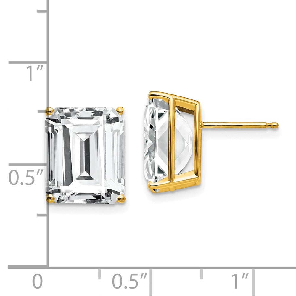 14k 12x10mm Emerald Cut Cubic Zirconia Earrings