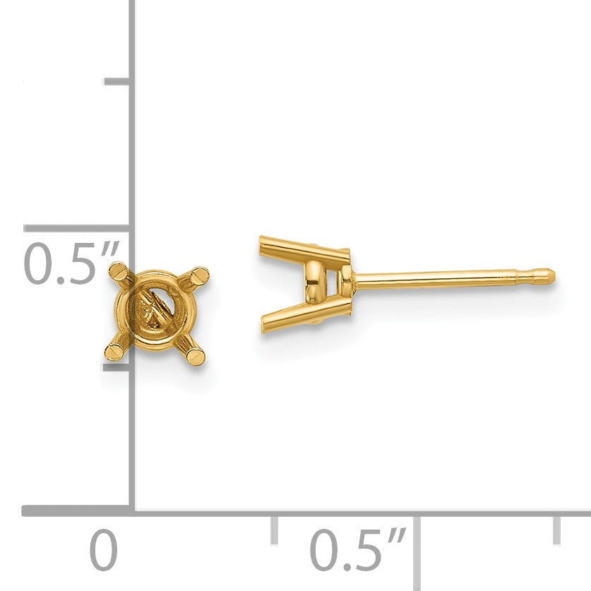 14k 4mm Round Earring Mountings