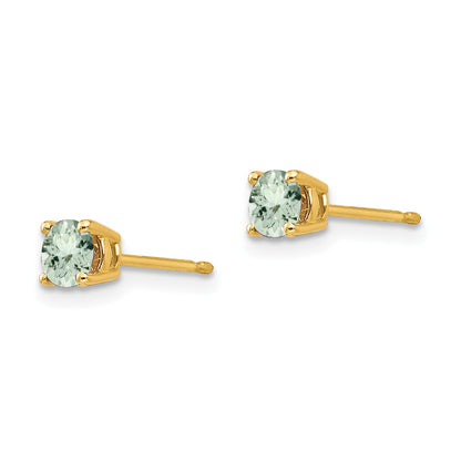 14k 4mm Round Green Quartz Post Earrings