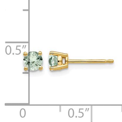 14k 4mm Round Green Quartz Post Earrings