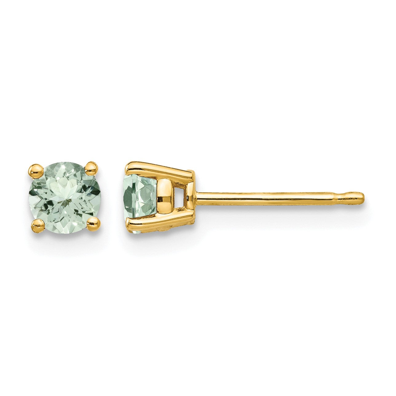 14k 4mm Round Green Quartz Post Earrings