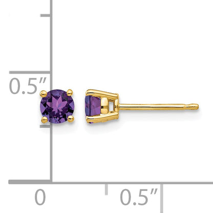 14k 4mm Round Amethyst Post Earrings