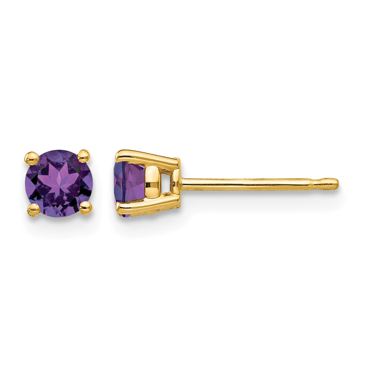 14k 4mm Round Amethyst Post Earrings