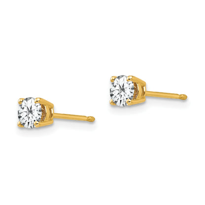 14k 4mm Round Cubic Zirconia Post Earrings