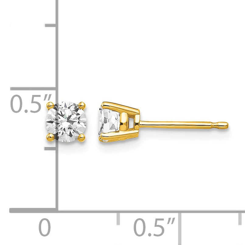 14k 4mm Round Cubic Zirconia Post Earrings