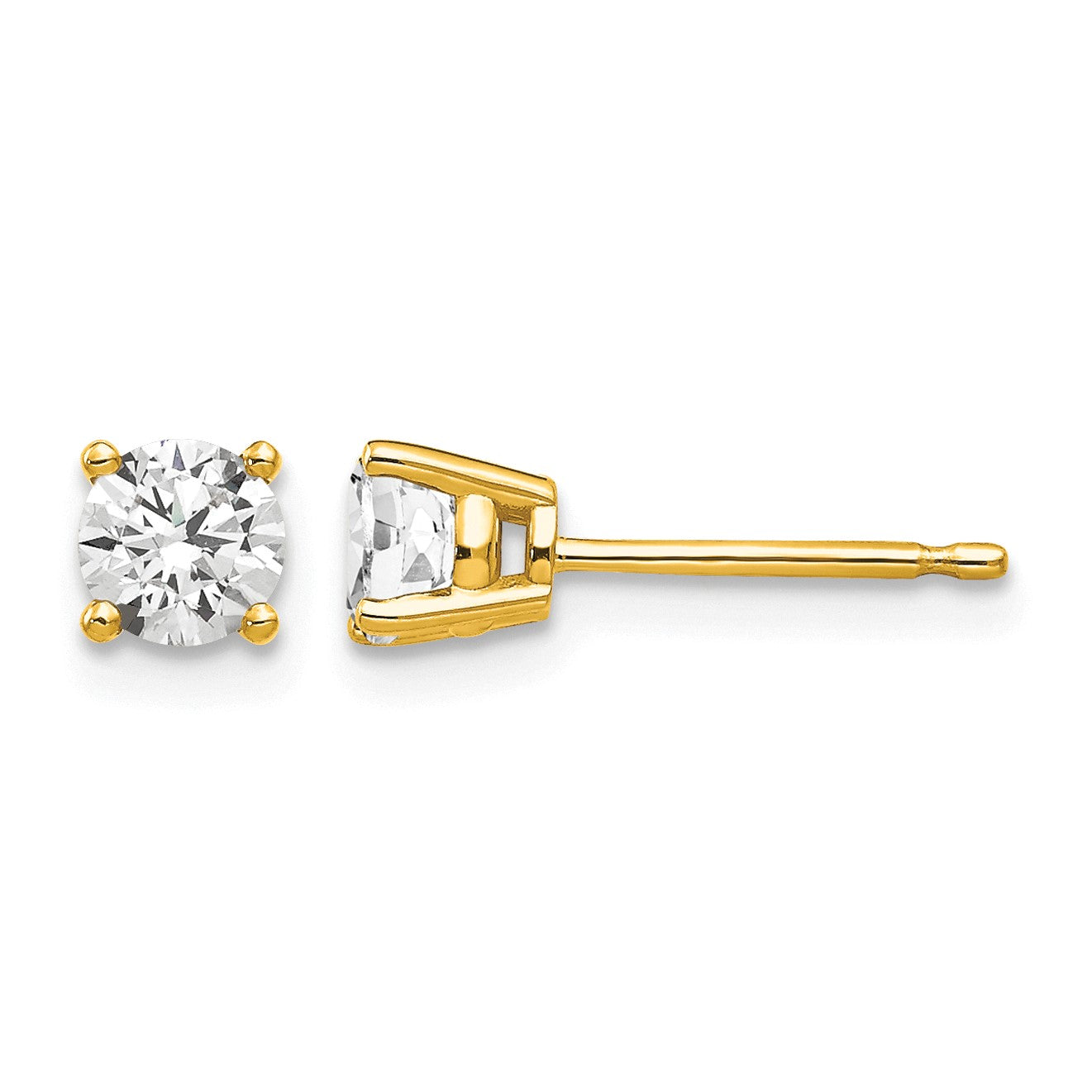 14k 4mm Round Cubic Zirconia Post Earrings