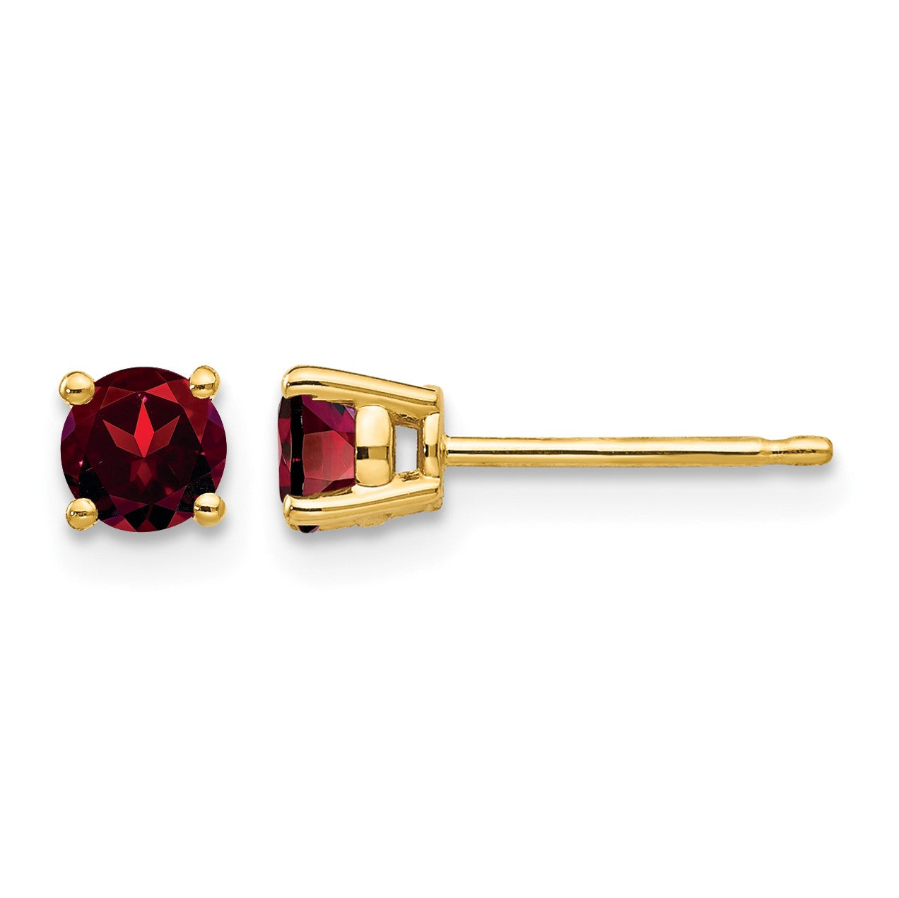 14k 4mm Round Garnet Post Earrings