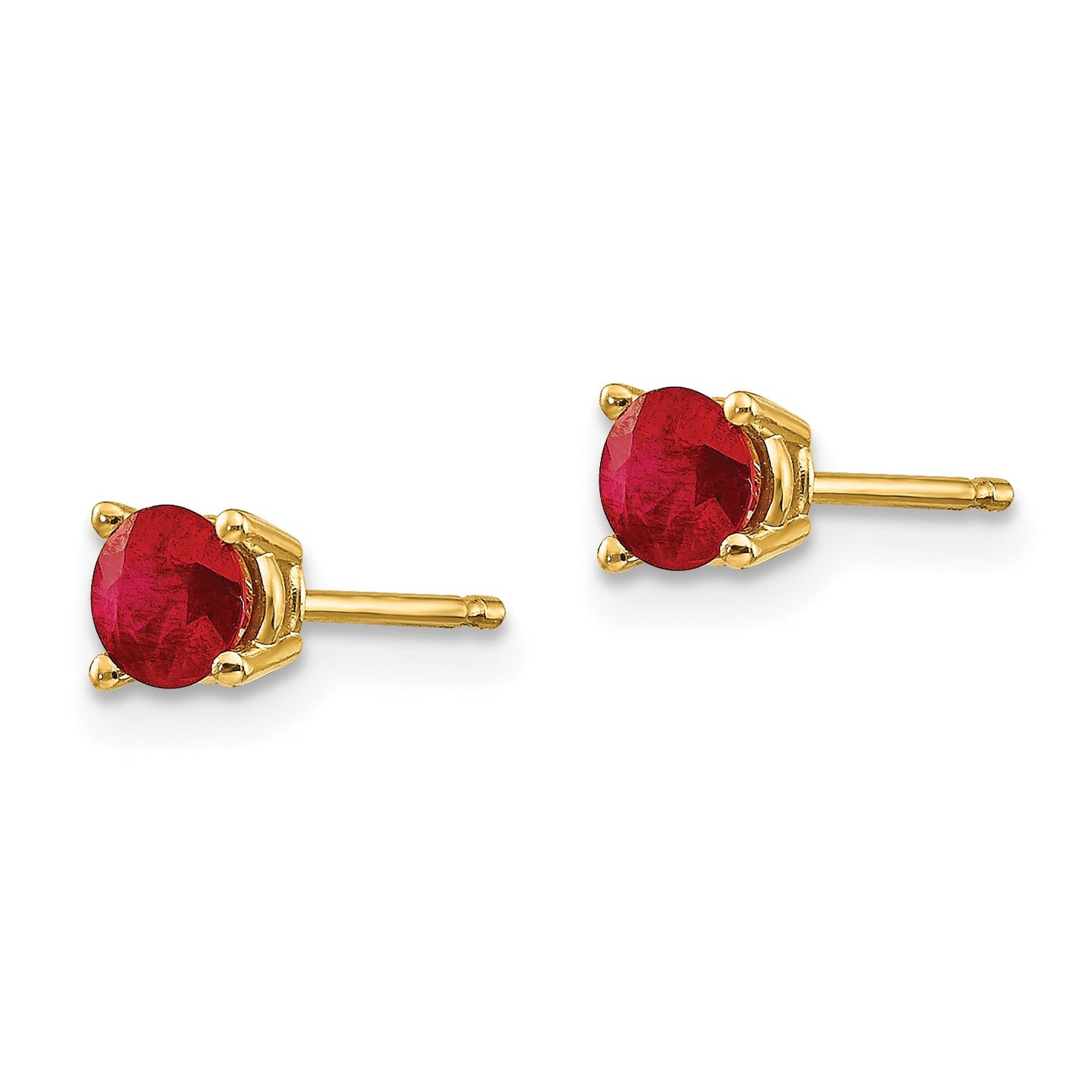 14k 4mm Round Ruby Post Earrings