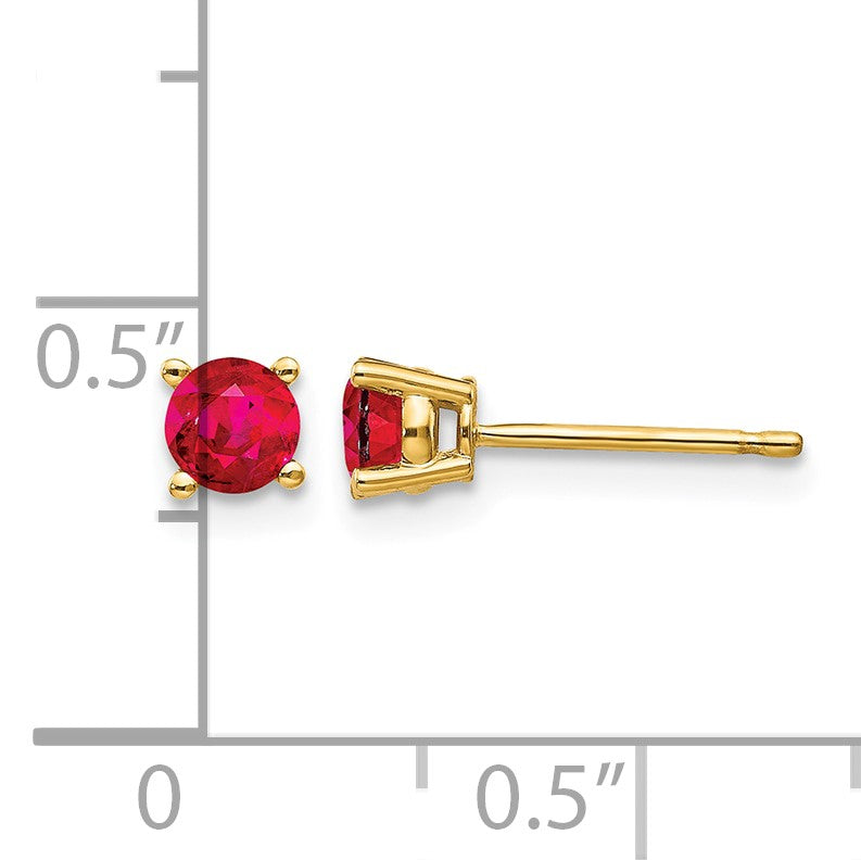 14k 4mm Round Ruby Post Earrings