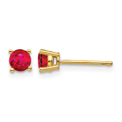 14k 4mm Round Ruby Post Earrings