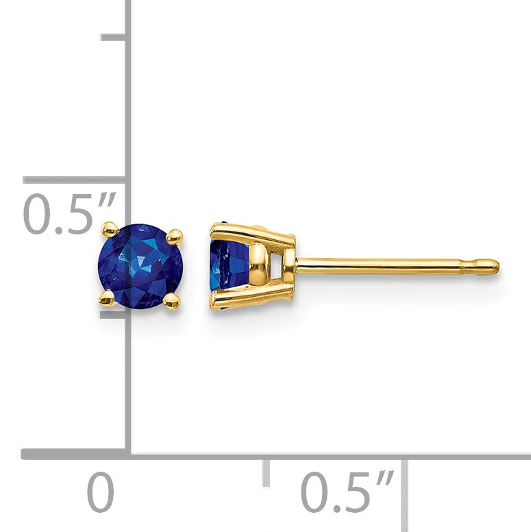 14k 4mm Round Sapphire Post Earrings