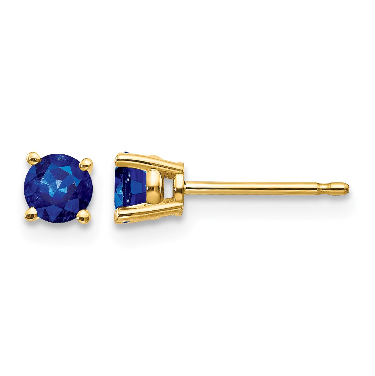 14k 4mm Round Sapphire Post Earrings
