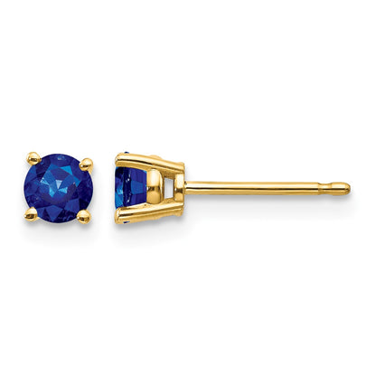 14k 4mm Round Sapphire Post Earrings