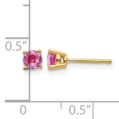 14k 4mm Round Pink Sapphire Post Earrings