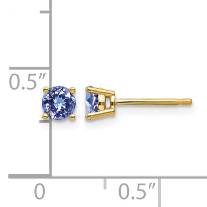 14k 4mm Round Tanzanite Post Earrings