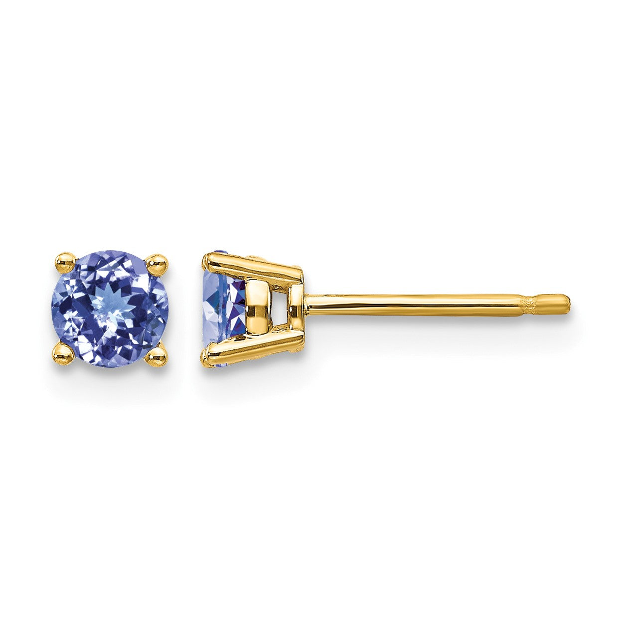 14k 4mm Round Tanzanite Post Earrings