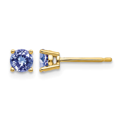 14k 4mm Round Tanzanite Post Earrings