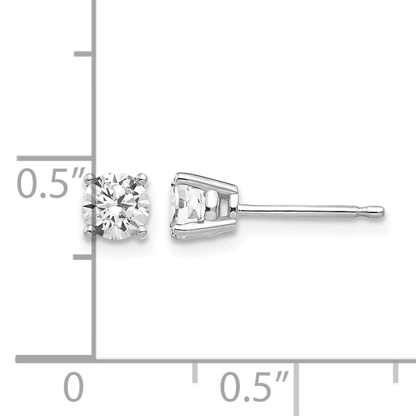 14k White Gold 4mm Round Cubic Zirconia Post Earrings