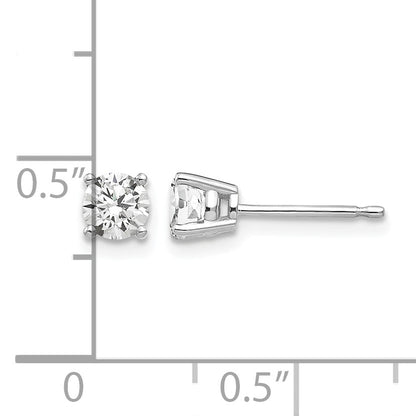 14k White Gold 4mm Round Cubic Zirconia Post Earrings