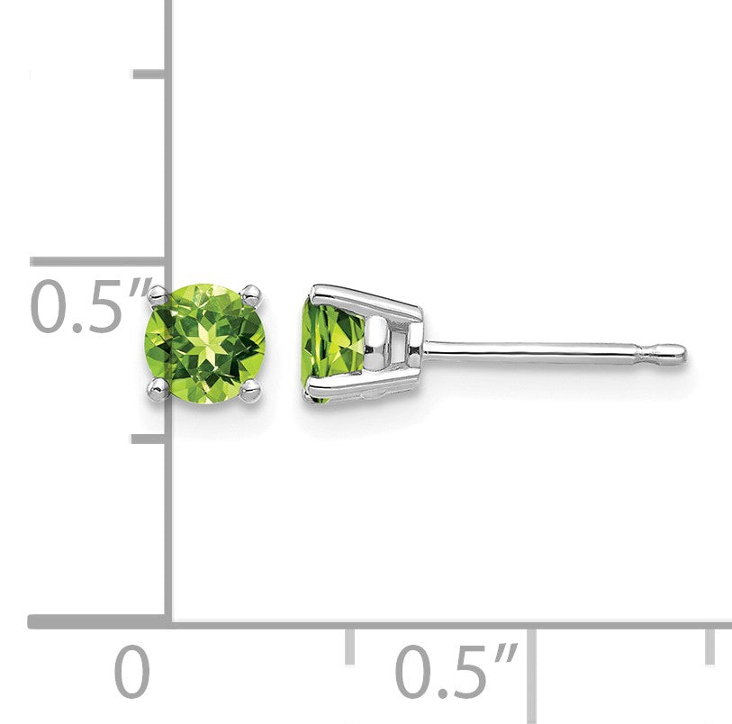 14k White Gold 4mm Round Peridot Post Earrings