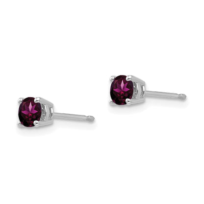 14k White Gold 4mm Round Rhodolite Garnet Post Earrings