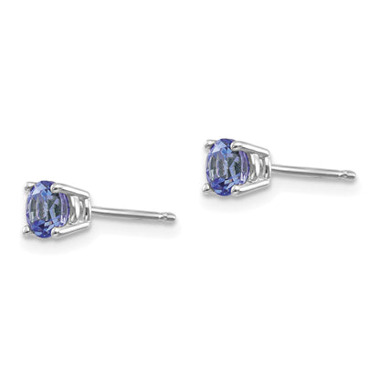 14k White Gold 4mm Round Tanzanite Post Earrings