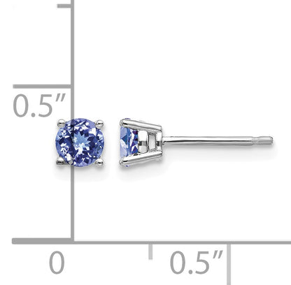 14k White Gold 4mm Round Tanzanite Post Earrings