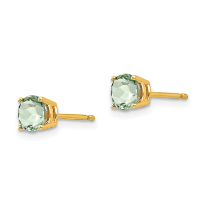 14k 5mm Round Green Quartz Post Earrings