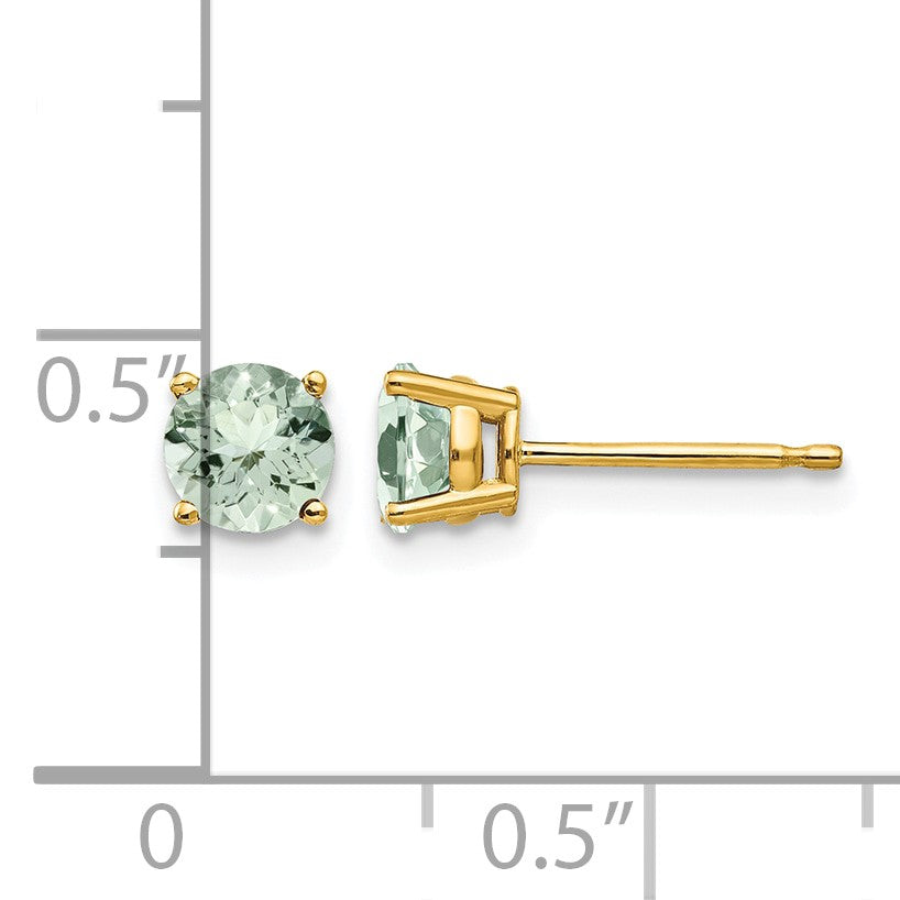 14k 5mm Round Green Quartz Post Earrings