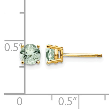 14k 5mm Round Green Quartz Post Earrings