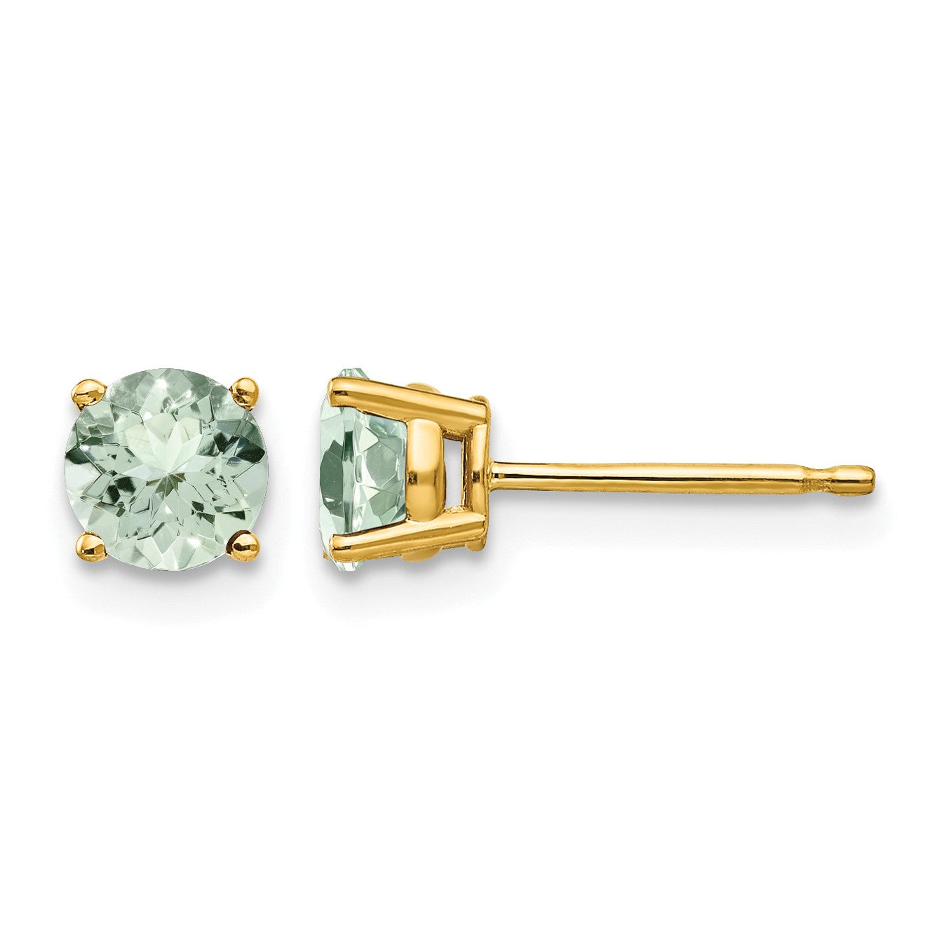 14k 5mm Round Green Quartz Post Earrings