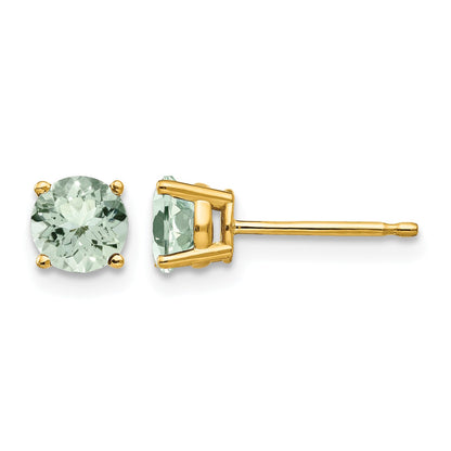 14k 5mm Round Green Quartz Post Earrings