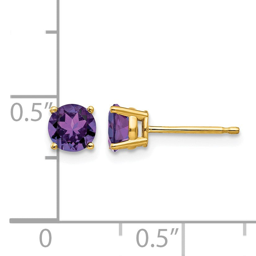 14k 5mm Round Amethyst Post Earrings